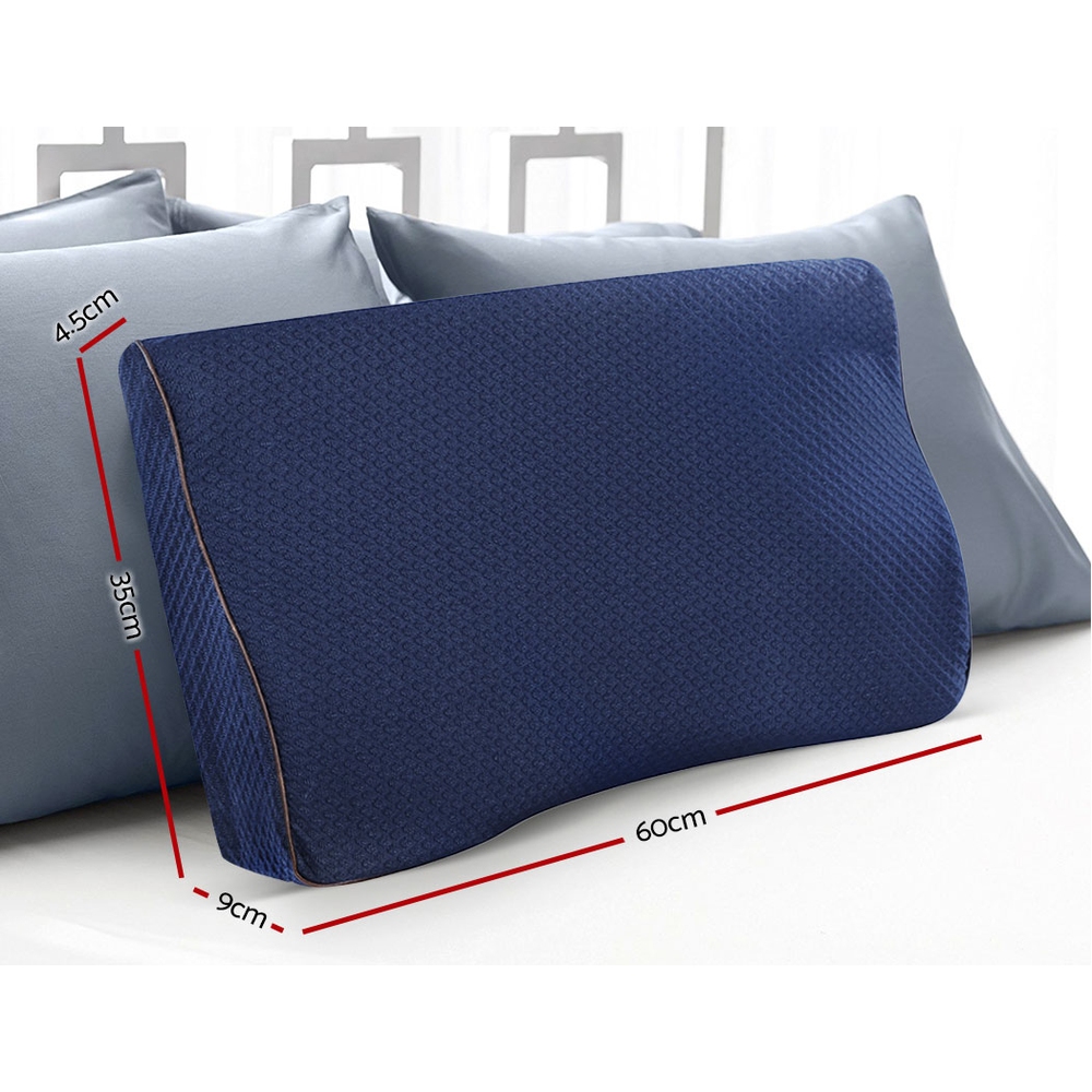 Giselle Memory Foam Pillow Neck Pillows Contour Rebound Pain Relief Support – Blue
