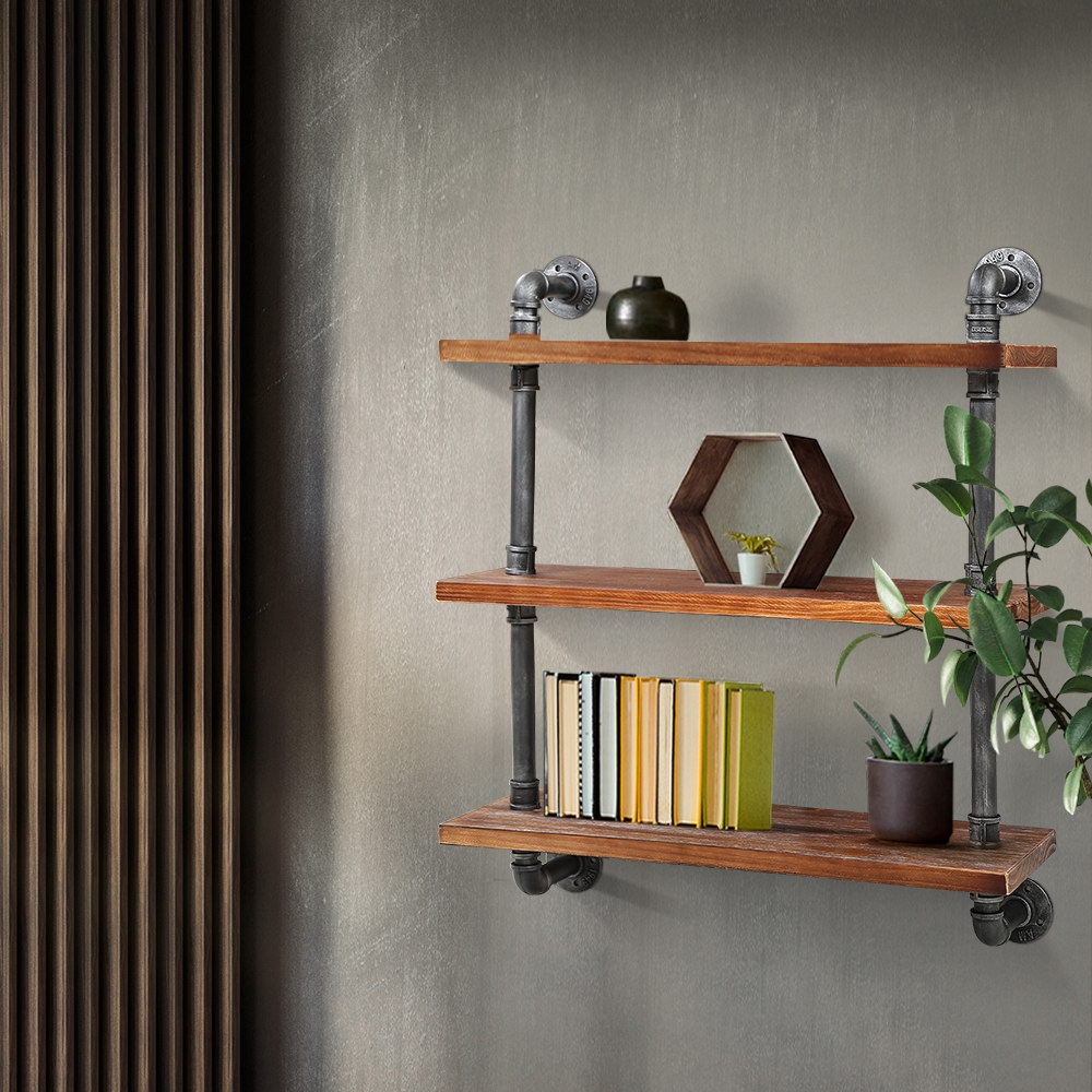 Artiss Display Shelves Wall Brackets Bookshelf Industrial DIY Pipe Shelf Rustic – 61x25x98.5 cm