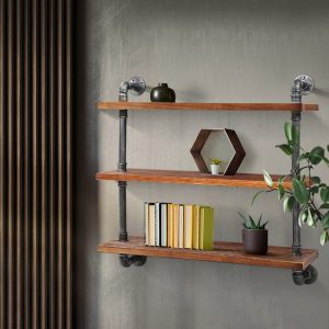 Artiss Display Shelves Wall Brackets Bookshelf Industrial DIY Pipe Shelf Rustic – 92x25x98.5 cm