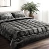 Giselle Bedding Faux Mink Quilt Charcoal – KING