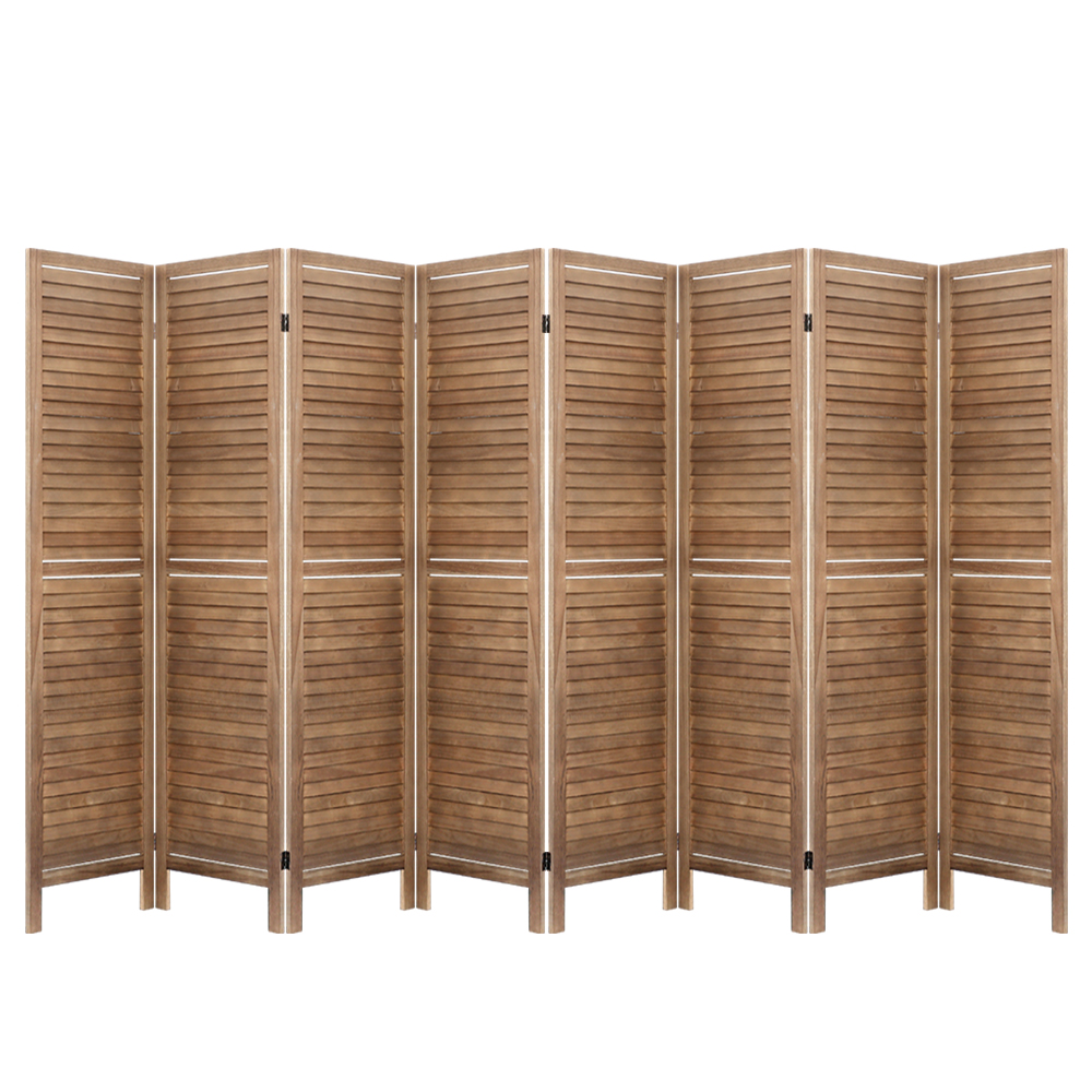 Artiss Room Divider Screen Privacy Wood Dividers Timber Stand – Brown, 8 Panel