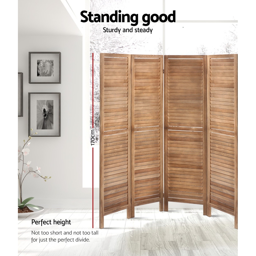 Artiss Room Divider Screen Privacy Wood Dividers Timber Stand – Brown, 8 Panel