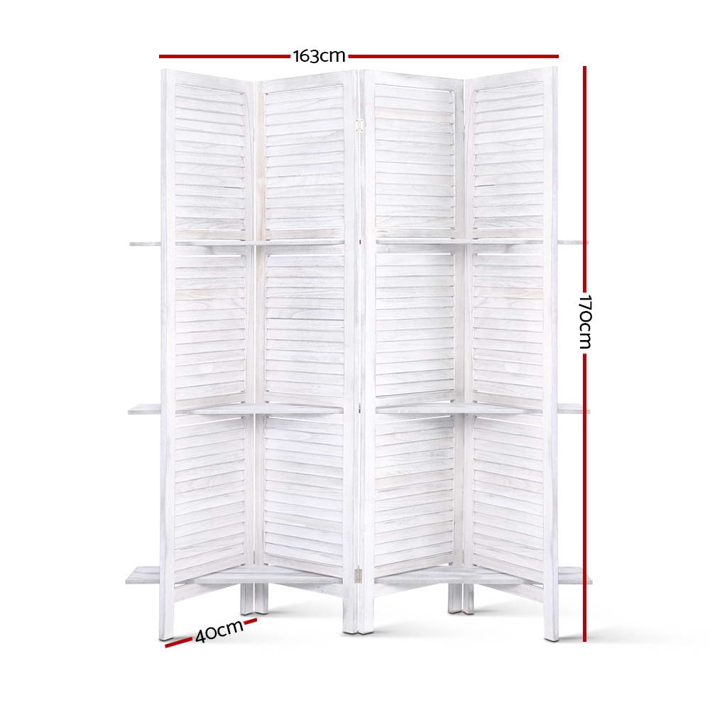 Artiss Room Divider Privacy Screen Foldable Partition Stand – White, 4 Panel