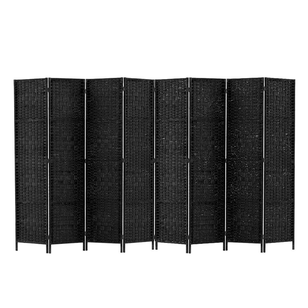 Artiss Room Divider Screen Privacy Timber Foldable Dividers Stand – Black, 8 Panel