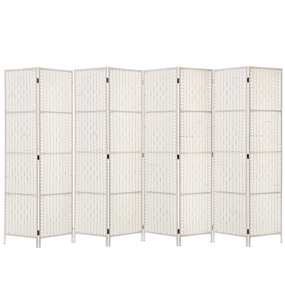 Artiss Room Divider Screen Privacy Timber Foldable Dividers Stand – White, 8 Panel