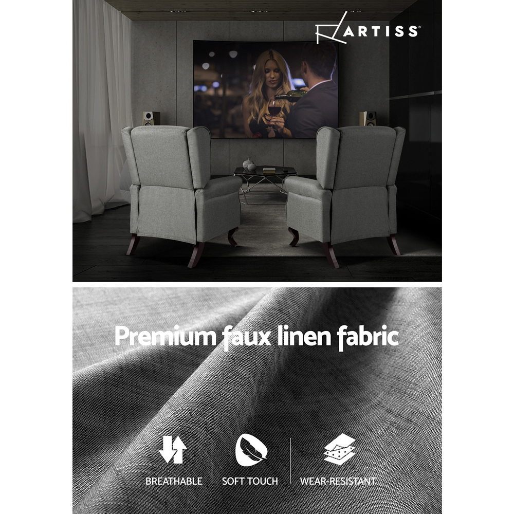 Artiss Recliner Chair Sofa Armchair Lounge Leather – Grey