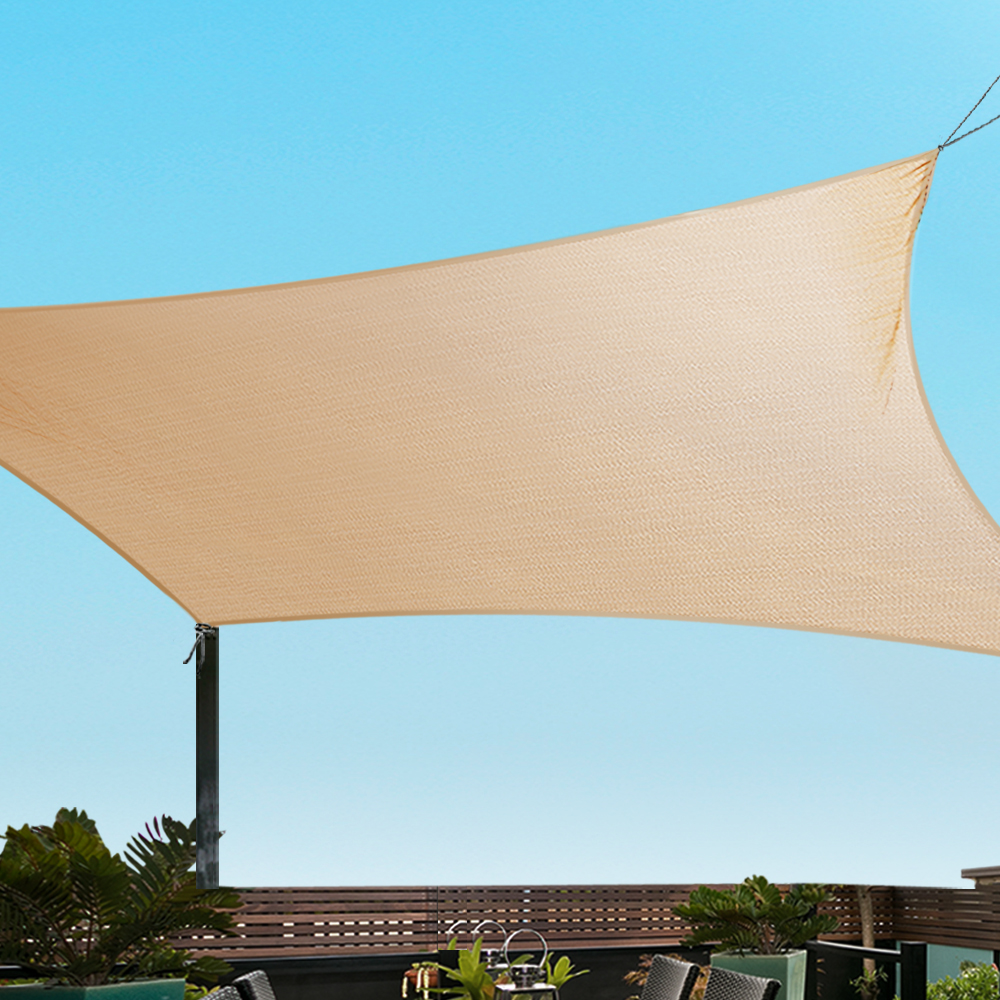 Instahut Sun Shade Sail Cloth Shadecloth Rectangle Heavy Duty Sand Canopy – 6×6 m