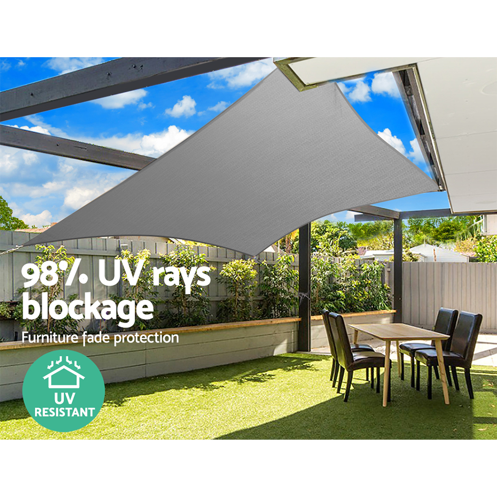 Instahut Sun Shade Sail Cloth Shadecloth Rectangle Canopy 280gsm – Grey, 4×5 m