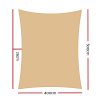 Instahut Sun Shade Sail Cloth Shadecloth Rectangle Canopy 280gsm – Sand Beige, 4×5 m