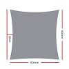 Instahut Sun Shade Sail Cloth Shadecloth Rectangle Canopy 280gsm – Grey, 6×6 m