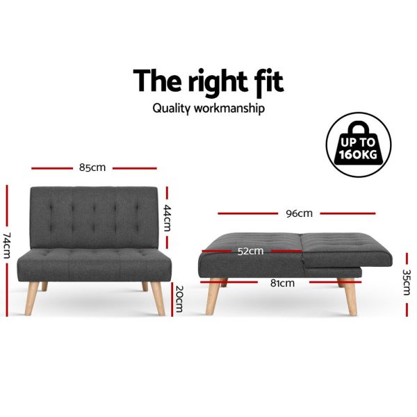 Glenn Linen Sofa Bed Lounge Chair Single Seater Modular Bed Set