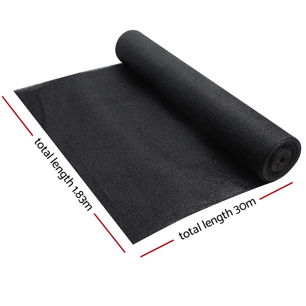Instahut Shade Sail Cloth – Black, 1.83×30 m