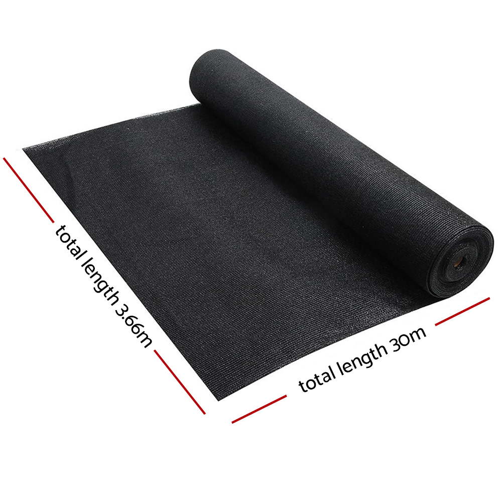 Instahut 70% Sun Shade Cloth Shadecloth Sail Roll Mesh Outdoor 175gsm – Black, 3.66×30 m