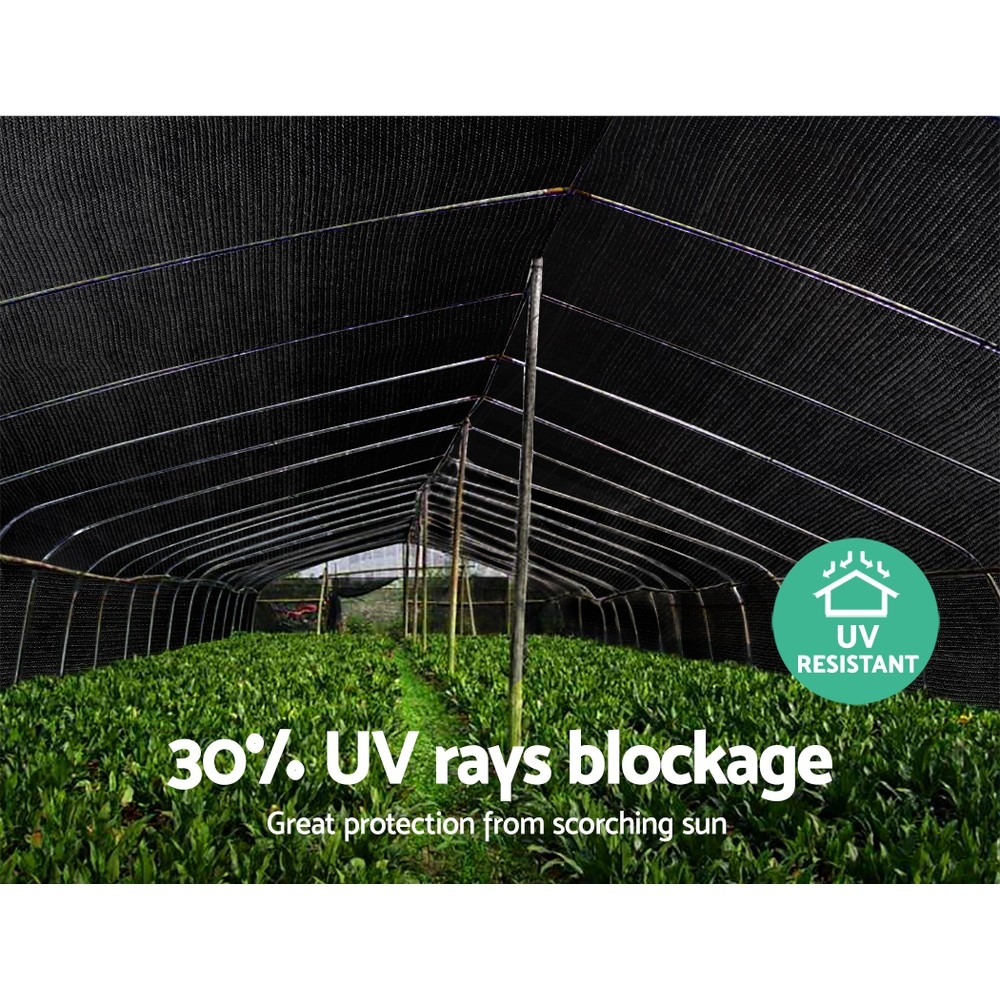 Instahut 30% UV Shade Cloth Shadecloth Sail Garden Mesh Roll Outdoor – Black, 3.66×30 m