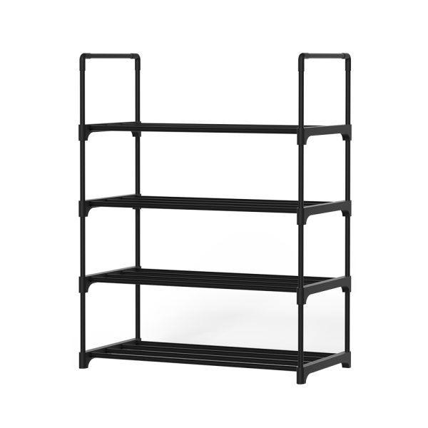 Shoe Rack Stackable Shelves 4 Tiers Shoes Storage Stand Black