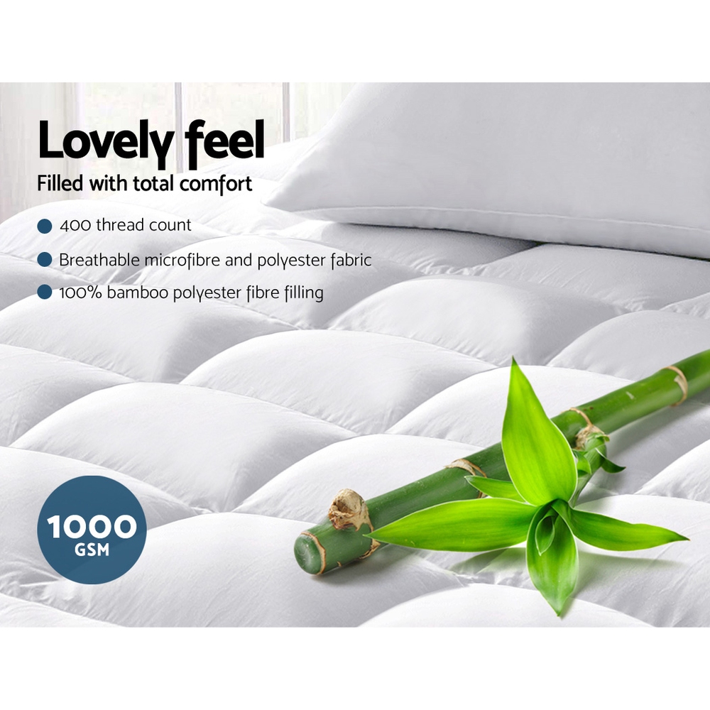 Giselle Mattress Topper Bamboo Fibre Pillowtop Protector – QUEEN