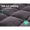 Giselle Mattress Topper Pillowtop 1000GSM Charcoal Microfibre Bamboo Fibre Filling Protector – DOUBLE