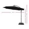 Instahut 3M Umbrella with Base Outdoor Umbrellas Cantilever Sun Beach Garden Patio – Black, 50x50x8.5 cm(Base)