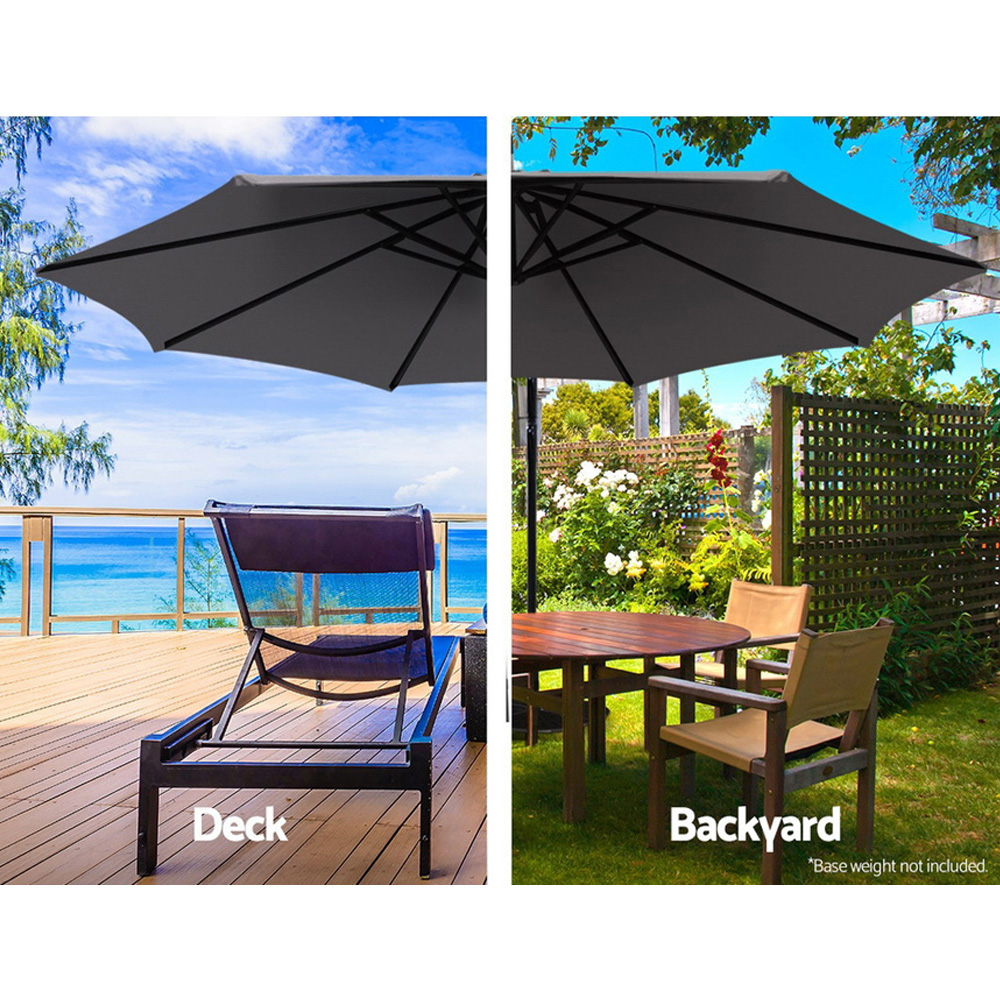 Instahut 3M Umbrella with Base Outdoor Umbrellas Cantilever Sun Beach Garden Patio – Charcoal, 50x50x8.5 cm(Base)