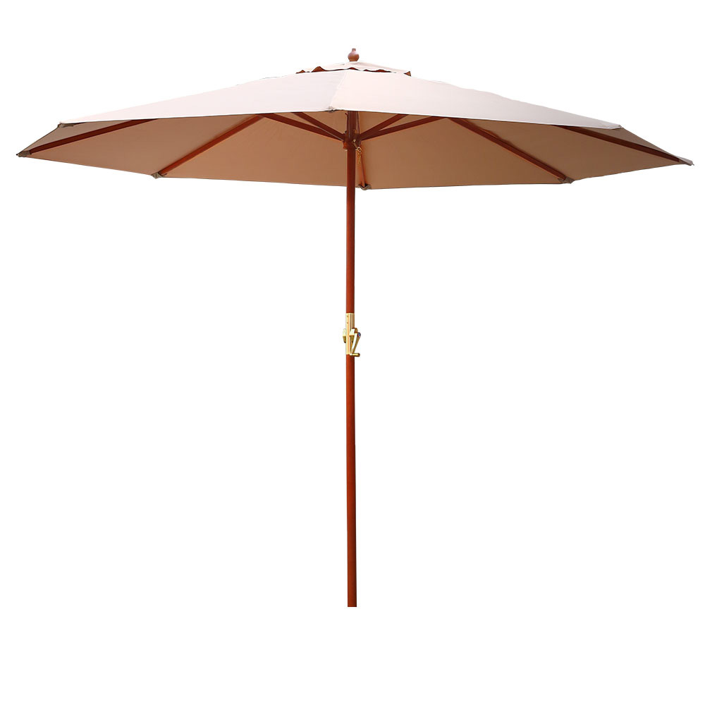 Instahut Outdoor Umbrella 3M Pole Cantilever Stand Garden Umbrellas Patio – Beige, Without Base