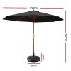 Instahut Outdoor Umbrella 3M Pole Cantilever Stand Garden Umbrellas Patio – Black, With Base