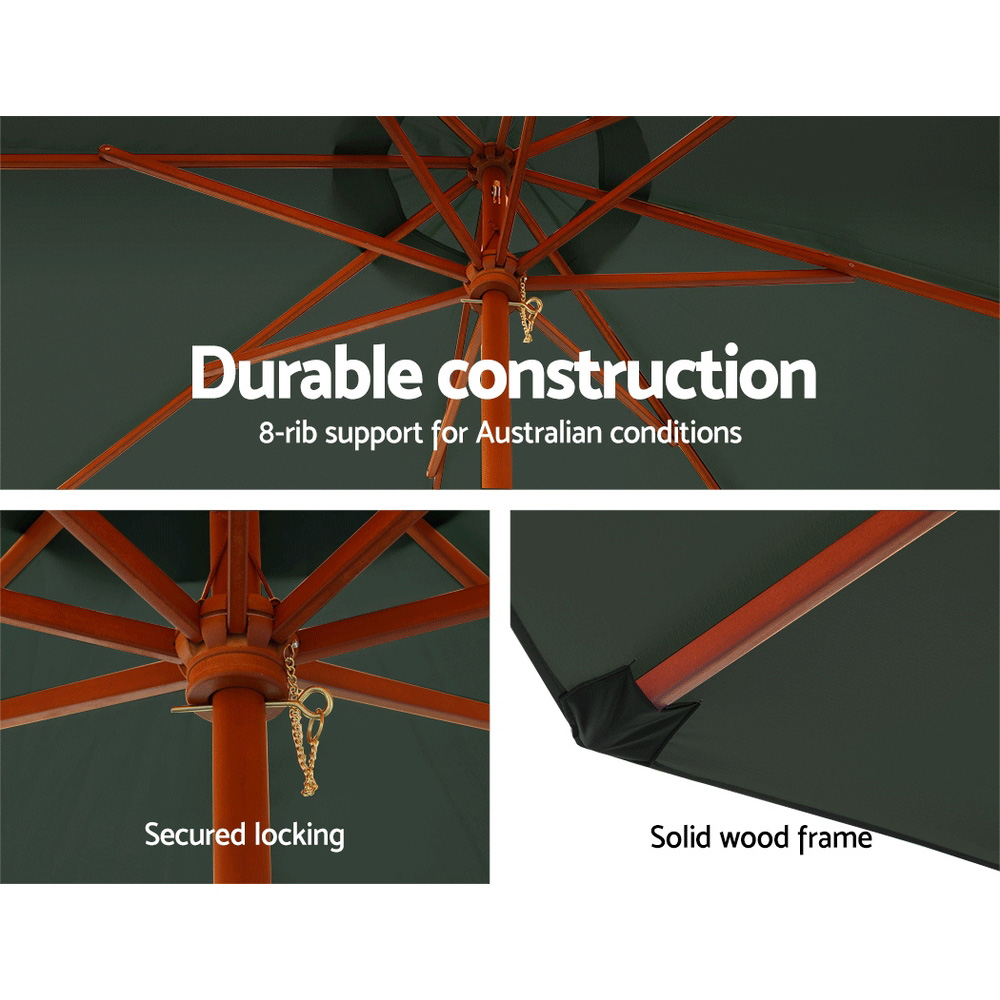 Instahut Outdoor Umbrella 3M Pole Cantilever Stand Garden Umbrellas Patio – Charcoal, With Base