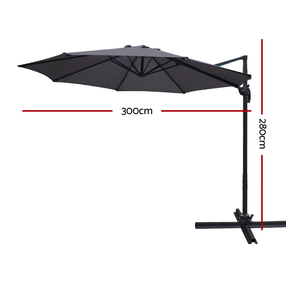 Instahut Roma Outdoor Umbrella – Charcoal