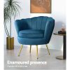 Artiss Armchair Lounge Chair Accent Armchairs Retro Lounge Accent Chair Single Sofa Velvet Shell Back Seat – Navy Blue