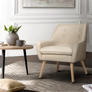 Artiss Fabric Dining Armchair – Beige
