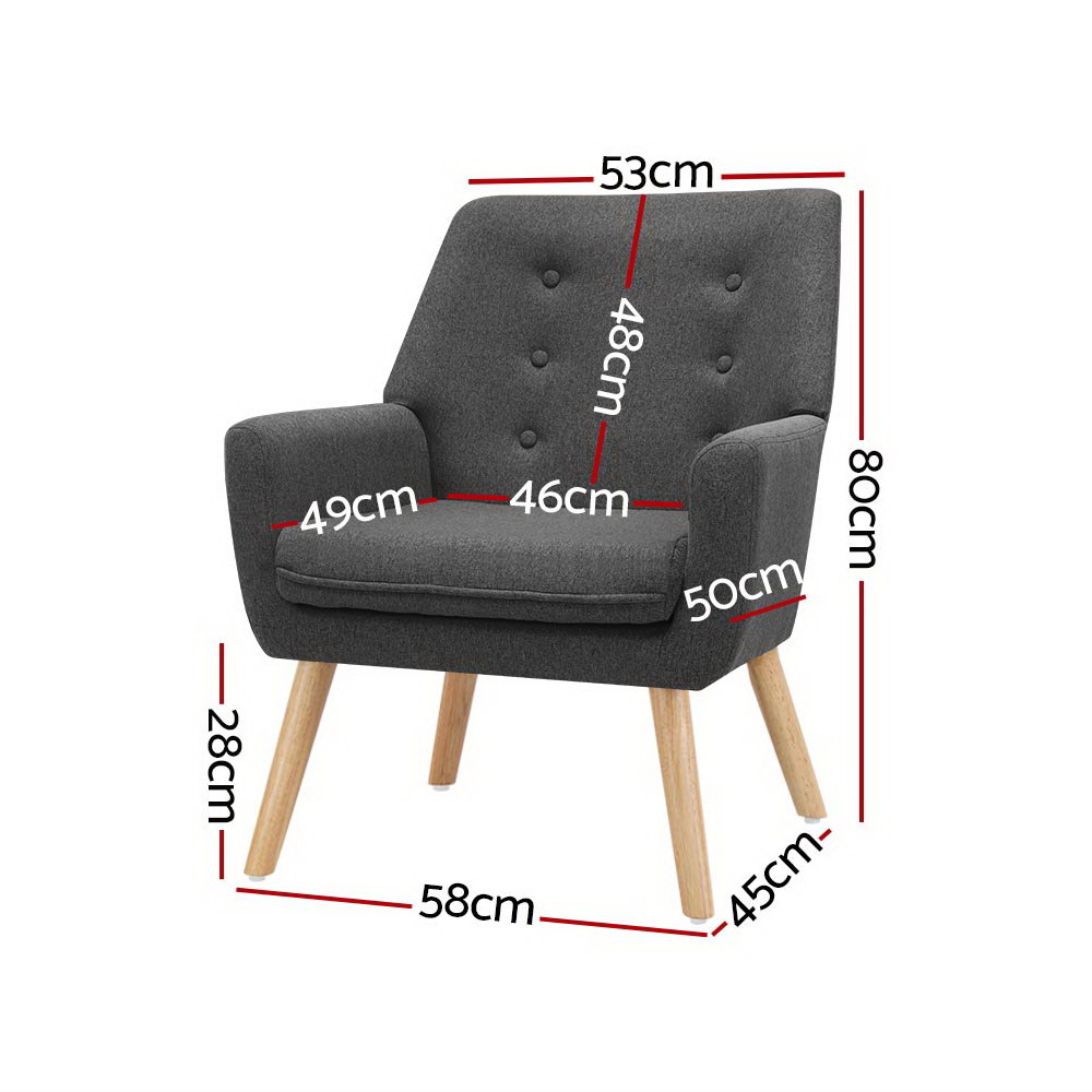 Artiss Fabric Dining Armchair – Charcoal