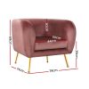Artiss Armchair Lounge Arm Chair Sofa Accent Armchairs Chairs Couch Velvet – Pink