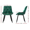 Artiss Set of 2 Starlyn Dining Chairs Kitchen Chairs Velvet Padded Seat – Green