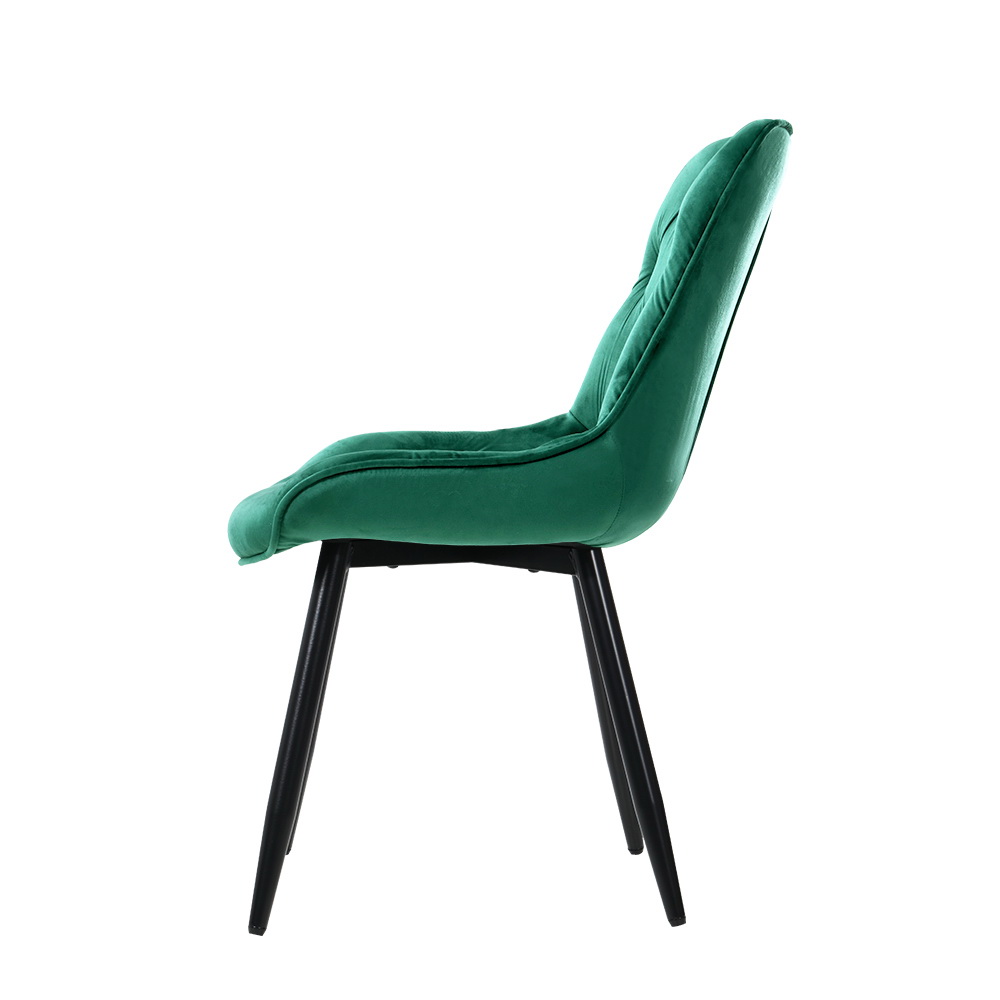 Artiss Set of 2 Starlyn Dining Chairs Kitchen Chairs Velvet Padded Seat – Green