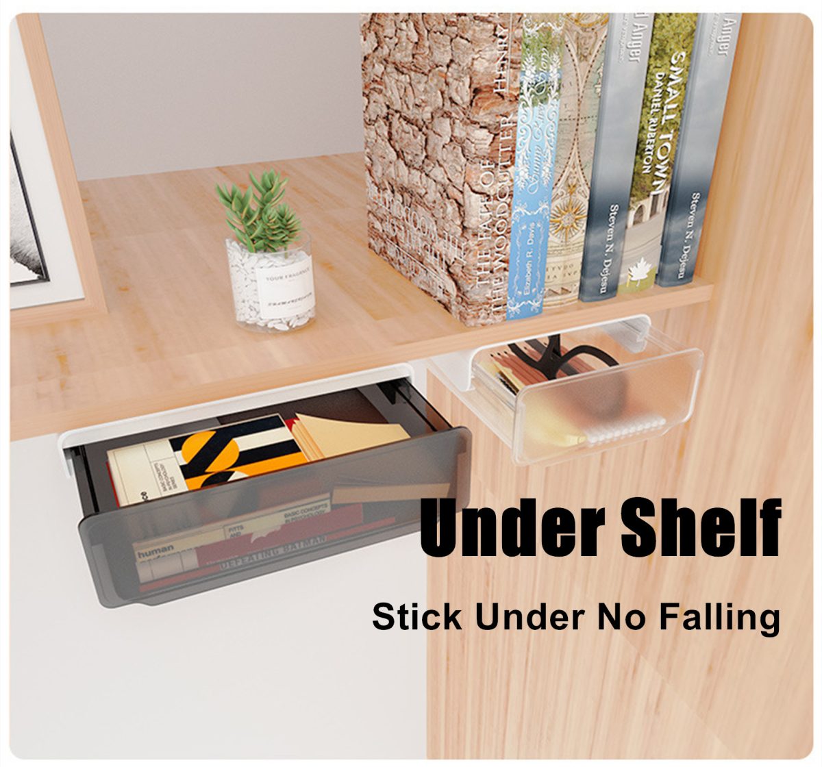 Under Desk Drawer Slide-out Large Office Organizers and Storage Drawers – Black, Large
