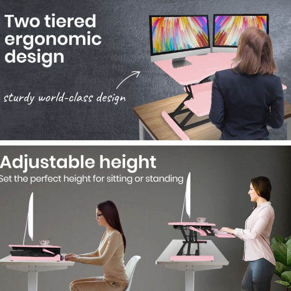 FORTIA 83cm Desk Riser Office Shelf Standup Sit Stand Height Adjustable Standing.