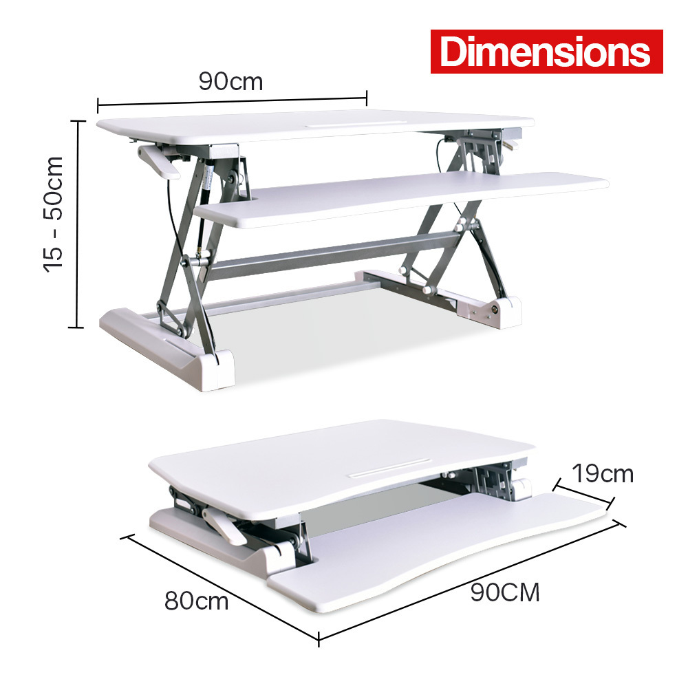 FORTIA Height Adjustable Standing Desk Riser Sit/Stand Computer Desktop Office. – White