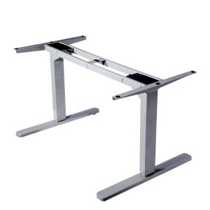 FORTIA Height Adjustable Standing Desk Frame Only Sit Stand Electric Office – Silver