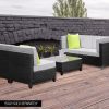 London Rattan Ottoman Outdoor Wicker Furniture Sofa Garden Lounge Foot Stool. – Black