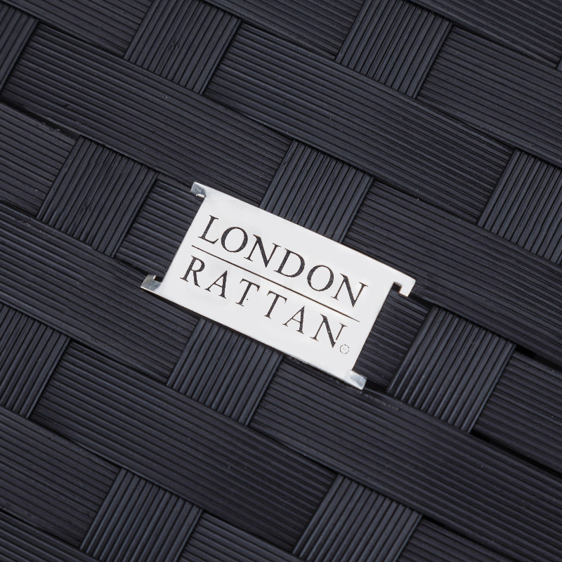 London Rattan Ottoman Outdoor Wicker Furniture Sofa Garden Lounge Foot Stool. – Black