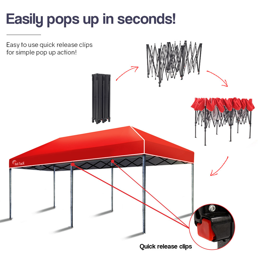 Red Track 3x6m Folding Gazebo Shade Outdoor Foldable Marquee Pop-Up – Green
