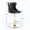2x Height Adjustable Swivel Bar Stool Velvet Studs Barstool with Footrest and Golden Base – Beige