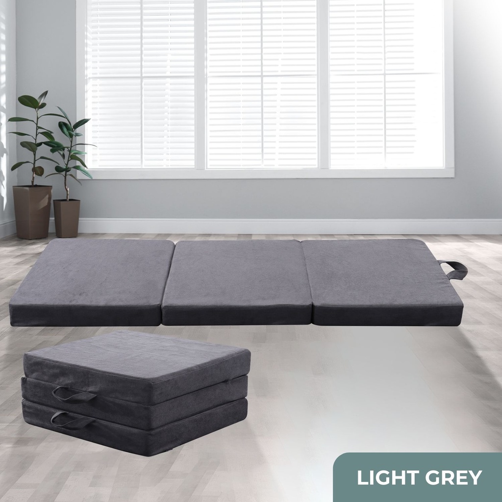 GOMINIMO 3 Fold Folding Mattress – Light Grey, SINGLE
