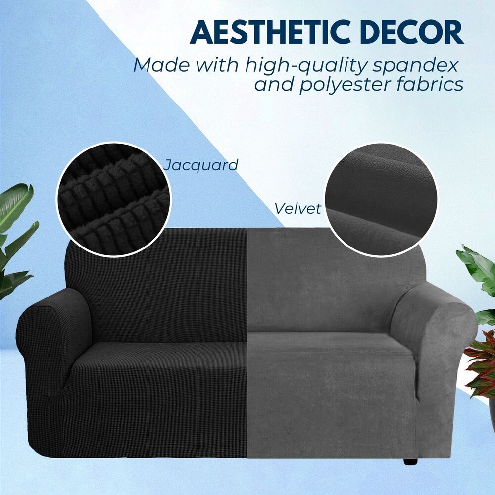 GOMINIMO Velvet Sofa Cover – Grey, 3 Seater