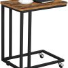 VASAGLE End Table Side Table Coffee Table with Steel Frame and Castors Rustic Brown and Black LNT50X