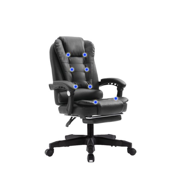 8 Point Massage Chair Executive Office Computer Seat Footrest Recliner Pu Leather