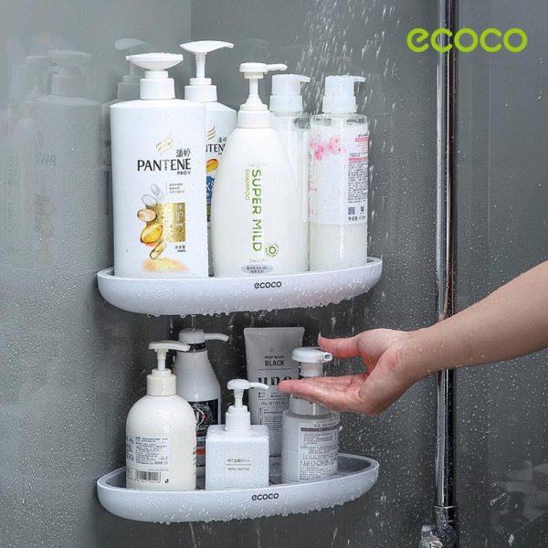 Ecoco Bathroom Corner Shower Shelf Corner Shower Caddy Shower Storage Organizer Wall Mounted for Bathroom, Kitchen, Toilet