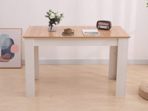 Dining Table Rectangular Wooden 120M – Wood and White