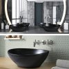 Muriel 41 x 34 x 14.5cm Ceramic Bathroom Basin Vanity Sink Oval Above Counter Top Mount Bowl – Black