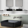 Muriel 48 x 37.5 x 13cm Ceramic Bathroom Basin Vanity Sink Above Counter Top Mount Bowl – Black