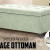 La Bella 102cm Storage Ottoman Stool Fabric – Light Green